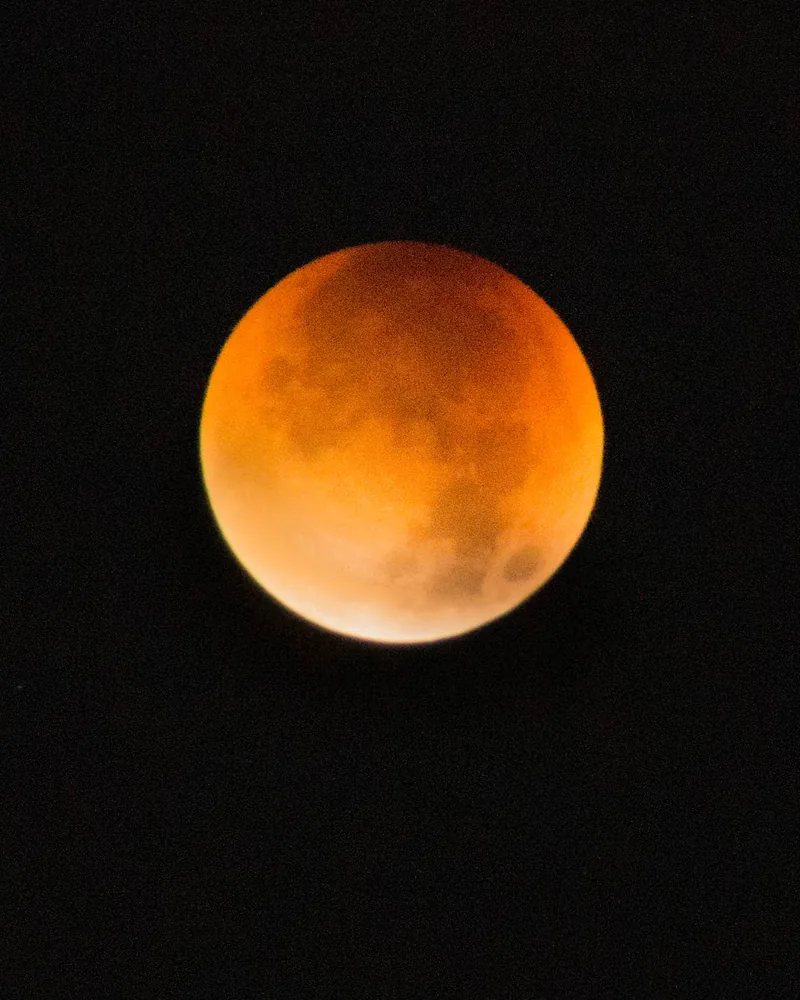 The copper-red moon during a lunar eclipse